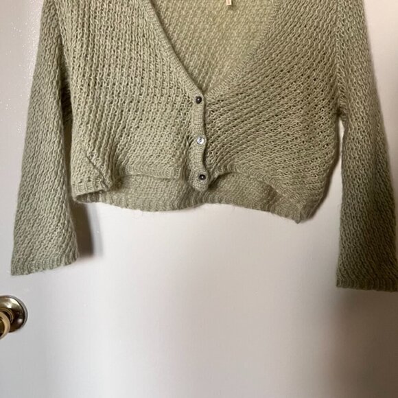 Free People Mint Green Mohair Blend Knit Crop Cardigan L - Picture 4 of 8